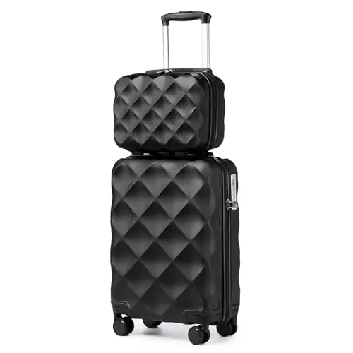 British Traveller Hartschalenkoffer Set mit Handgepäck und Kosmetikkoffer - Schwarz