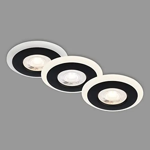 BRILONER 3er Set LED Einbauleuchten für Decke, flach, Schwarz, IP44, 84x34 mm