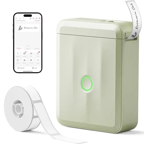 NIIMBOT D110 Bluetooth Etikettendrucker mit 155 wasserdichten Namensaufklebern für Zuhause, Büro und Schule