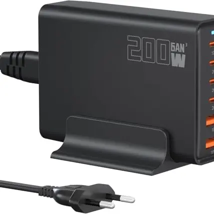 200W USB C Schnellladegerät mit 6 Ports – Kompatibel mit MacBook, iPhone 15/16, Samsung, Xiaomi, iPads, Steam Deck