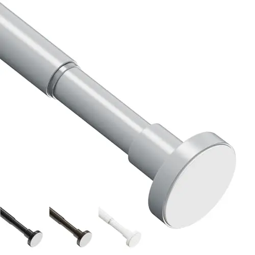 WELDUN ausziehbare Gardinenspannstange 48-190CM, teleskopisch für Fenster und Bad, grau
