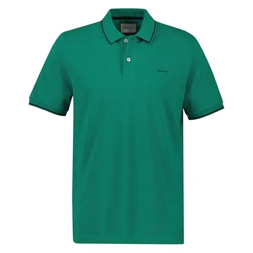Gant Herren Poloshirt - Kurzarm, Logo, Uni Grün (Deep Green) 4XL