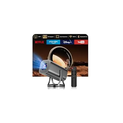 Mini Beamer 4K 1080P mit WiFi 6 und Bluetooth 5.4 – Smart Projektor für Heimkino mit Auto Keystone