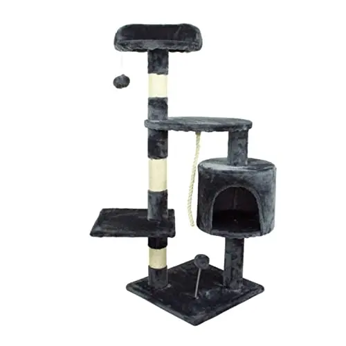 Mobiclinic® Pets Kratzbaum Silvestre für Katzen, mittel, mit Plattformen und Höhlen, Grau
