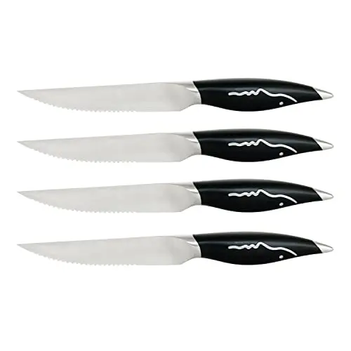 Knifesharks Premium Steakmesser 4-teilig, Japanischer Stahl, scharfe gezahnte Messer