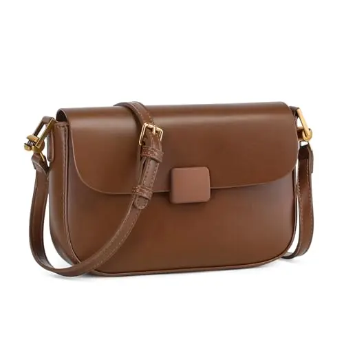BAIGIO Damen Umhängetasche Klein Elegant Crossbody Bag mit 2 Abnehmbaren Schulterriemen, Braun