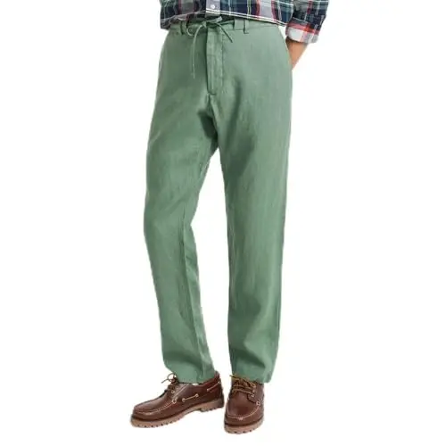 GANT Herren Relaxed Linen Pants - Lässige Hose in Kalamata Green, Größe 58