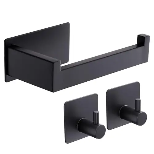 Aikzik Toilettenpapierhalter, ohne Bohren, schwarz, inkl. 2 Klebehaken, für Badezimmer