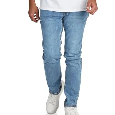 DENIMFY Herren Stretch Jeans Straight Fit - Baumwolle Blau w36, Größe: 36W/36L