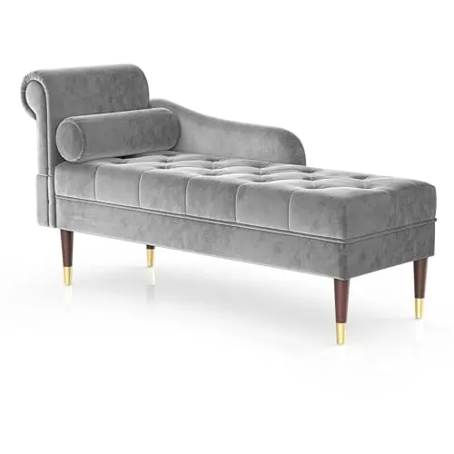 Vesgantti Velvet Chaiselongue, Lounge Sofa mit linker Armlehne, Samt Recamiere für Wohnzimmer und Büro, 149.5 x 54 x 76 CM