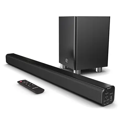 Majority K2 Soundbar, kabellos, 150 W, mit Surround-Sound, Subwoofer, Bluetooth, HDMI, USB, UKW-Radio