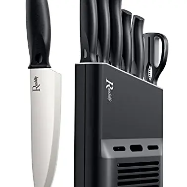 7-teiliges Messerset mit Messerblock - Kochmesser, Schere und Zubehör für Fleisch, Gemüse und Obst