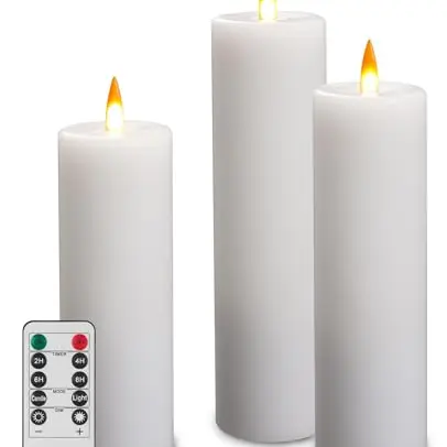 LED-Kerzen mit Fernbedienung – 3er-Set aus echtem Wachs