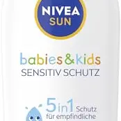 NIVEA SUN Babies & Kids Sensitiv Sonnenmilch LSF 50+ (200 ml) - wasserfeste Sonnencreme ohne Parfüm