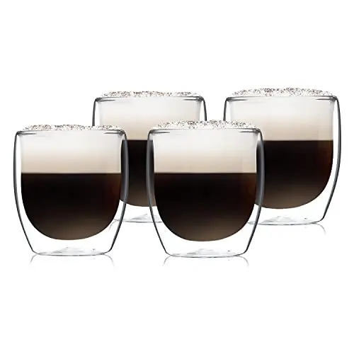GLASWERK Latte Macchiato Gläser doppelwandig (4 x 250 ml) - Spülmaschinengeeignet Kaffeebecher Set