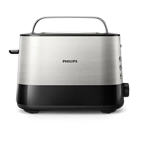 Philips Toaster – 2 Schlitze, Brötchenaufsatz, Auftaufunktion, schwarz (HD2637/90)