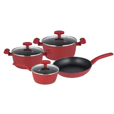 Anker Topfset Induktion 7-teilig, Edelstahl, für alle Herdarten mit Glasdeckel