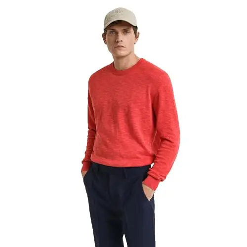GANT Herren Pullover aus Leinenmischung, rot, Größe S