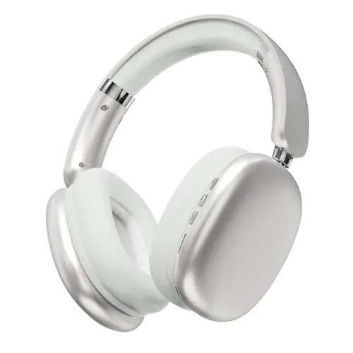 Mpods Drahtlose Noise Cancelling Over-Ear Kopfhörer mit Mikrofon, 48 Std. Spielzeit, Kompatibel mit iOS und Android (Silber)