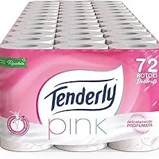 Tenderly Toilettenpapier, Pink, 72 Rollen, sanft parfümiert, dermatologisch getestet, Made in Italy