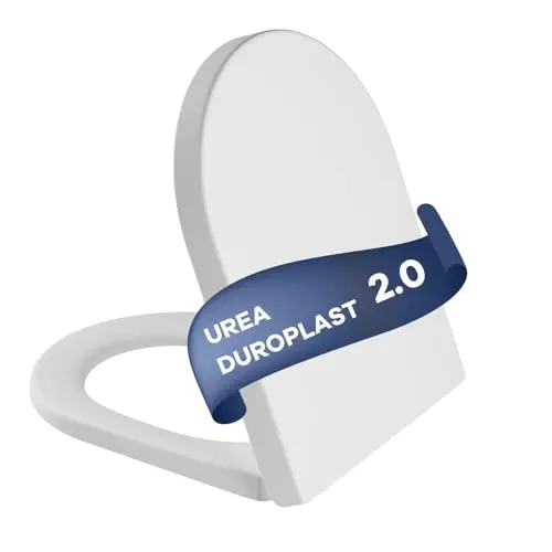 Toilettendeckel D-Form Weiß mit Absenkautomatik, antibakteriell und UV-beständig, abnehmbar für einfache Reinigung, bis 150kg belastbar