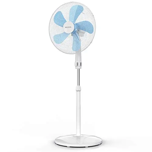 Brandson Standventilator 40 cm, höhenverstellbar, 3 Geschwindigkeiten, 80° Oszillation, weiß