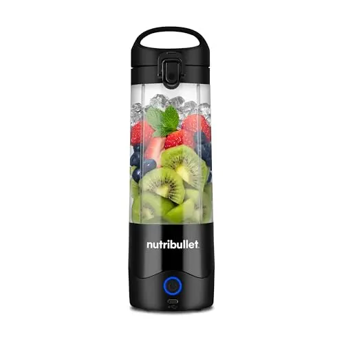 nutribullet Portable Smoothie Maker to go, 475 ml, kabellos, wiederaufladbar, für Eis und Obst, Schwarz