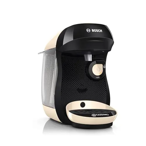 Bosch Tassimo Happy Kapselmaschine TAS107E, über 70 Getränke, platzsparend, creme/schwarz