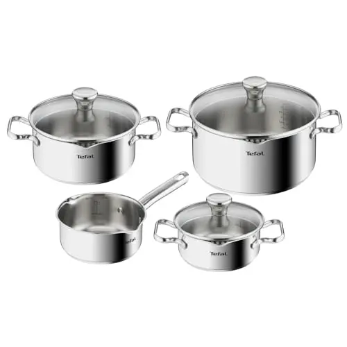 Tefal Duetto Edelstahl Kochtopfset, 7-teilig, induktionsgeeignet, für alle Herdarten, spülmaschinengeeignet