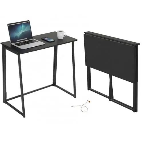 Songvas Klappbarer Schreibtisch, 80x40 cm, Faltbarer Computertisch für Homeoffice und Küche - Ebenholz Schwarz