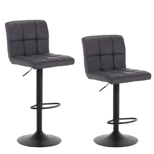 WOLTU Barhocker 2er Set Höhenverstellbar, Drehstühle mit Rückenlehne, Anthrazit