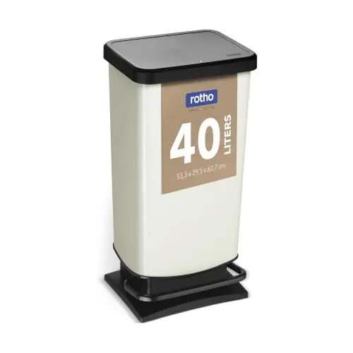 Rotho Paso Tretmülleimer 40L, weiß metallic, für die Küche