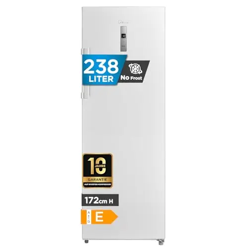 Midea Gefrierschrank/Kühlschrank 172 cm hoch, NoFrost, 238L, große Fächer, weiß