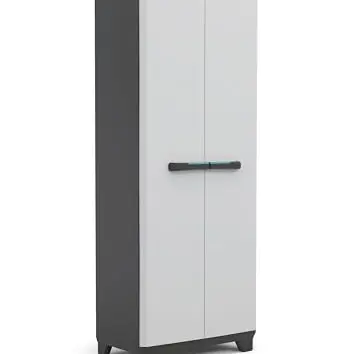 Keter Linear Kunststoffschrank, hoch, hellgrau/schwarz, 68 x 39 x 173 cm