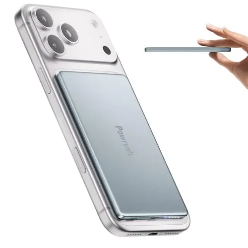 Ultra Slim Magnetische Powerbank 6000mAh mit Schnellladung für iPhone 12-17, kabelloses Laden, USB-C