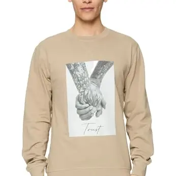 Mister Tee Herren Sweatshirt Trust 2.0 Crewneck in Dunka Sand, Größe S