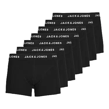 JACK & JONES Herren Jachuey Trunks 7er Pack Boxershorts, Schwarz
