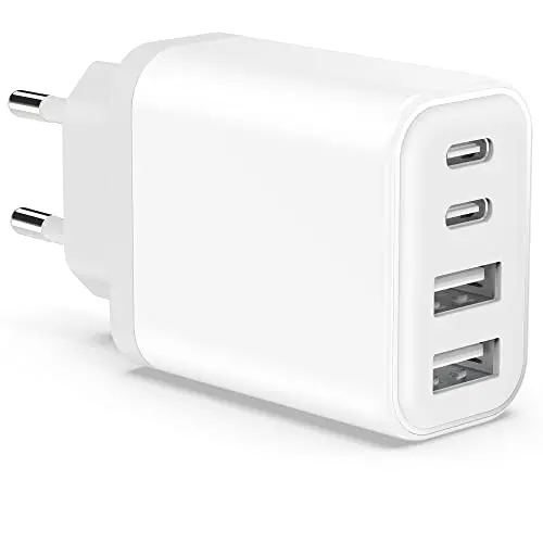 40W USB C Ladegerät, 4-Port Schnellladeadapter für iPhone, iPad, Galaxy und mehr