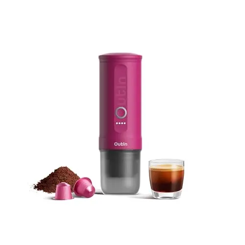 OutIn Nano Tragbare Espressomaschine mit Akku für unterwegs und Camping, 2 in 1 für gemahlenen Kaffee und Kapseln