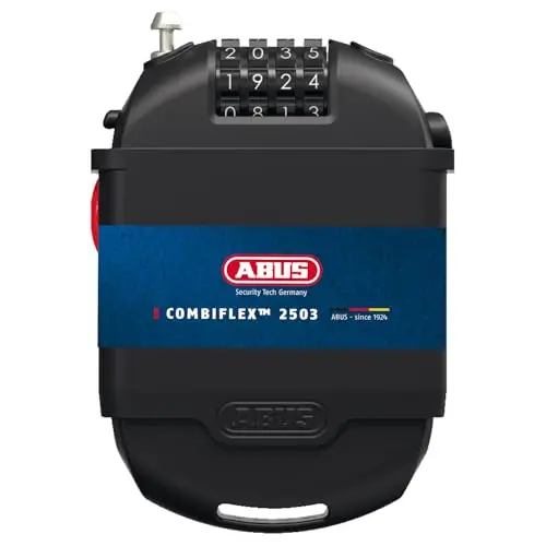 ABUS Combiflex 2501/65 Spezialschloss - Gepäcksicherung, Skischloss, Helmsicherung - 65 cm - Schwarz