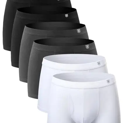6er Pack Herren Boxershorts aus Baumwolle - 2 Schwarz, 2 Dunkelgrau, 2 Weiß