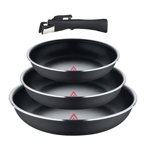BERGNER Set 4 Alu-Presspfannen 18/20/24CM mit abnehmbarem Griff, Anthrazit, Induktionsgeeignet