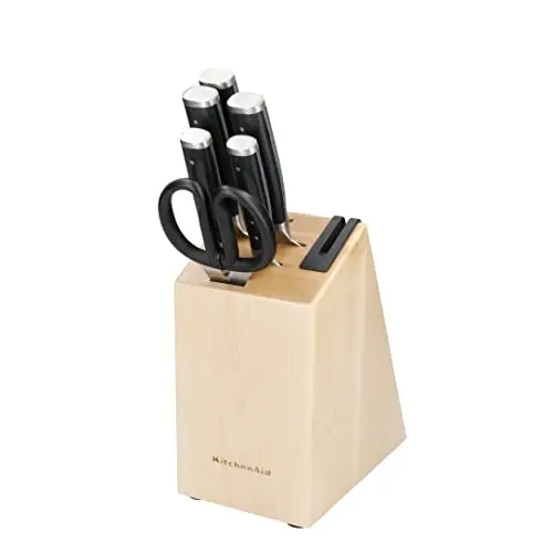 KitchenAid Messerblock-Set, 5 Messer, Schere und Schärfer, schwarze Griffe