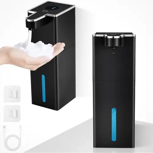2er Set Automatische Wandseifenspender 440ml - Berührungslos, USB Wiederaufladbar für Küche, Bad, Schule, Hotel (Schwarz)