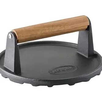 RÖSLE Barbecue-Gewicht aus Gusseisen mit Holzgriff, 17,5 cm