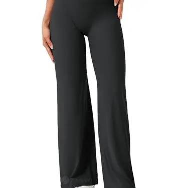 ZAAYO Nahtlose Hohe Taille Leggings für Damen - Flared Yoga Pants - Schwarz M