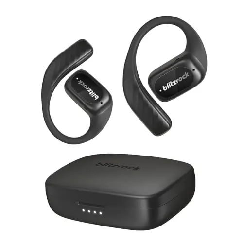 BlitzRock Kabellose Open Ear Kopfhörer - Bluetooth 5.4, IPX5 Wasserdicht, 30 Std Spielzeit, Schwarz