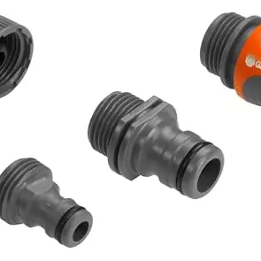 Gardena Entwässerungsventil mit 3 Aufsätzen für Original-Schlauchverbinder, Schwarz/Grau/Orange