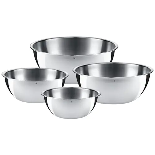 WMF Gourmet Schüsselset 4-teilig, stapelbare Edelstahl-Schüsseln für die Küche