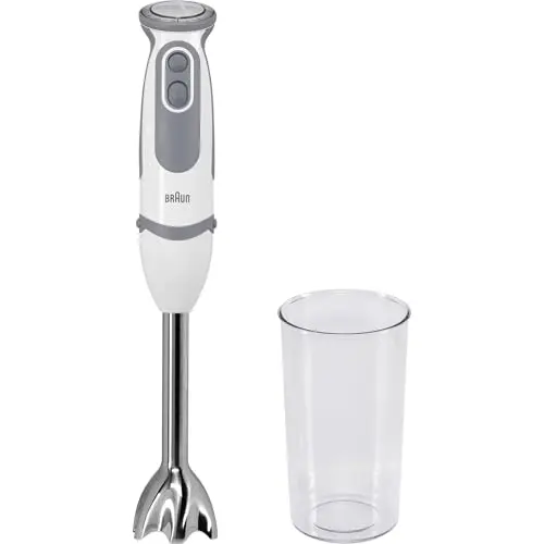 Braun Stabmixer MQ 5200WH - MultiQuick 5 Pürierstab, 1000 Watt, inkl. 600 ml Mixbecher, weiß/grau